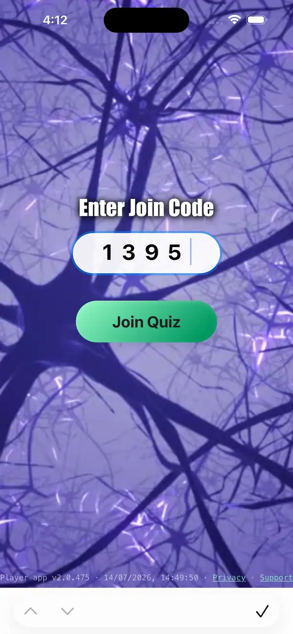 Join screen with a four-digit code